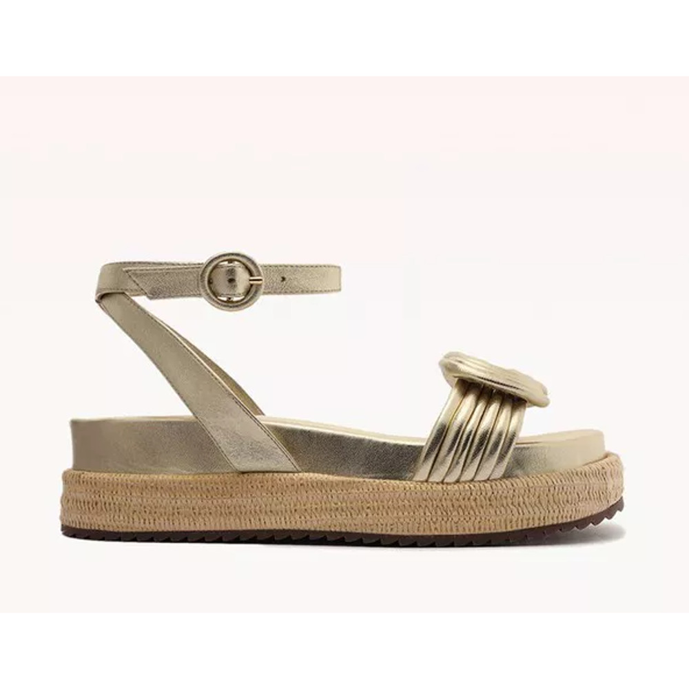 NWT Alexandre Birman Vicky Bounce Knotted Platform Espadrille Sandals Gold EU 39